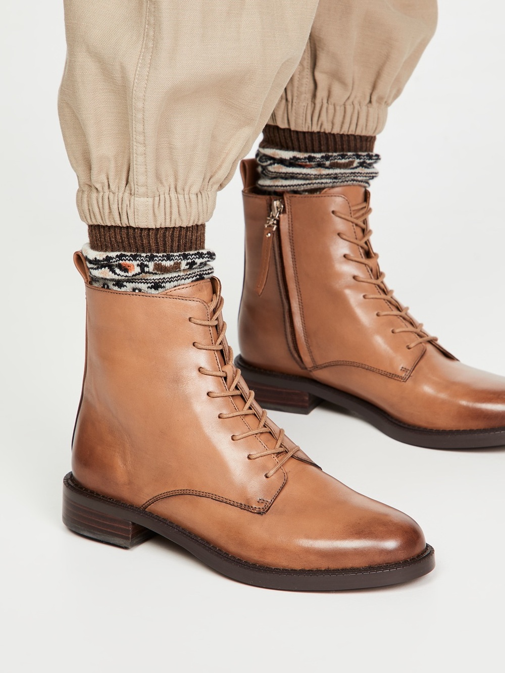 Sam Edelman Nina Lace Up Boots In Cashew Size 9